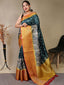 Gala Floral Kalamkari Printed Woven Saree Bottle Green Clothsvilla