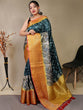 Load image into Gallery viewer, Gala Floral Kalamkari Printed Woven Saree Bottle Green Clothsvilla