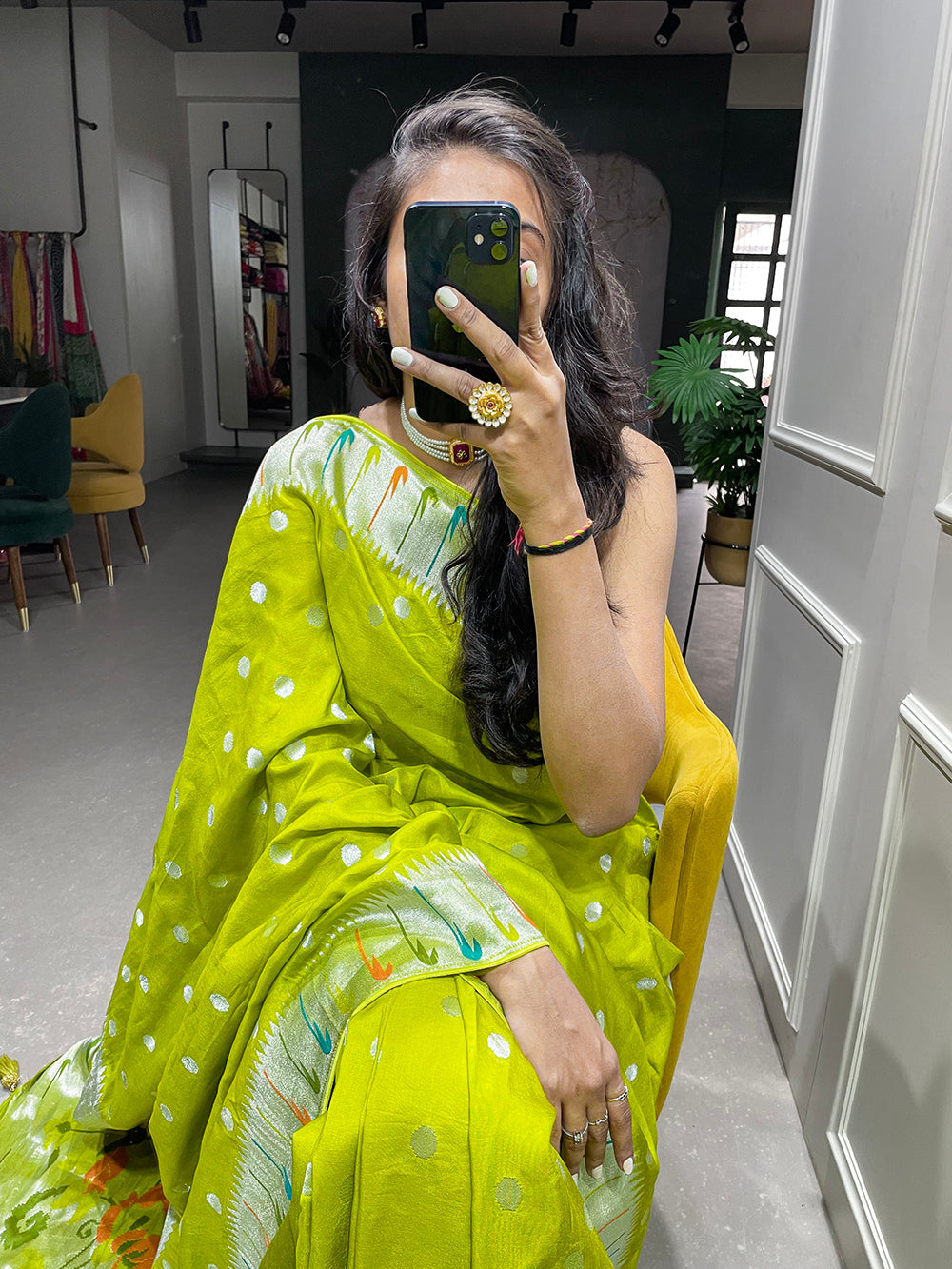 Parrot Color Zari Weaving Work Pure Viscose Saree Clothsvilla