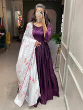 Load image into Gallery viewer, Purple Color Plain Dola Silk Gown Clothsvilla