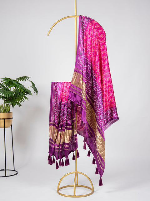 Purple Color Digital Printed Gaji Silk Dupatta Clothsvilla Main image