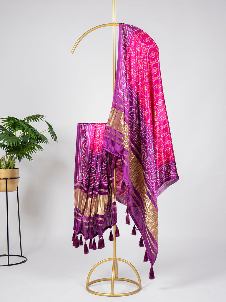 Purple Color Digital Printed Gaji Silk Dupatta Clothsvilla