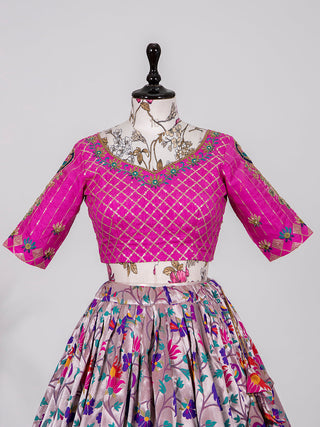 Purple Color Weaving Zari Work Jacquard Pethani Lehenga Choli Set Clothsvilla