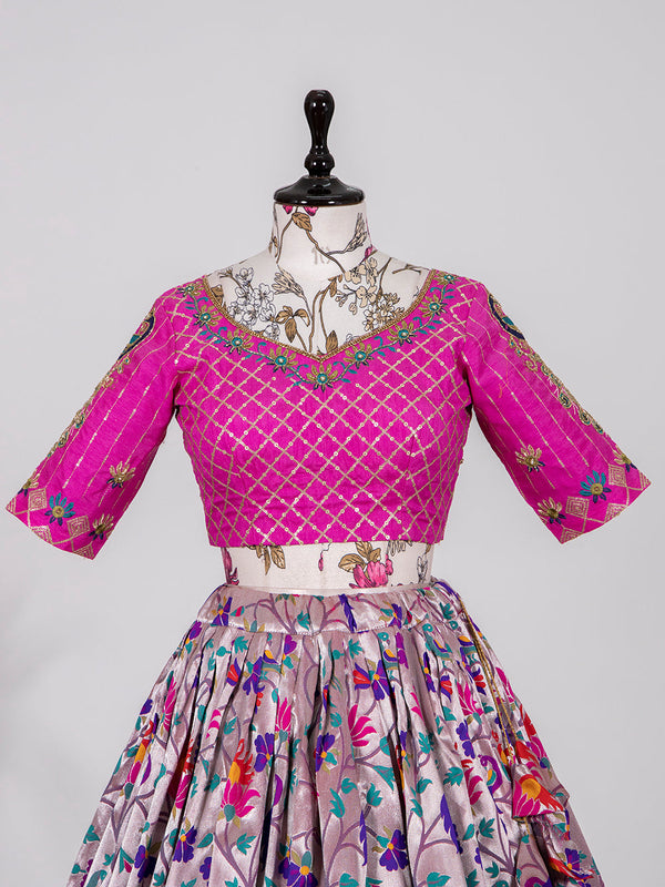 Purple Color Weaving Zari Work Jacquard Paithani Lehenga Choli Set Clothsvilla