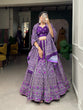 Load image into Gallery viewer, Purple Color Bandhej  Printed With Gota Patti Vaishali Silk Lehenga Choli ClothsVilla.com