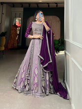 Load image into Gallery viewer, Purple Color Thread Embroidery And Jharkhand Dimound Work Georgette Lehenga Choli Clothsvilla