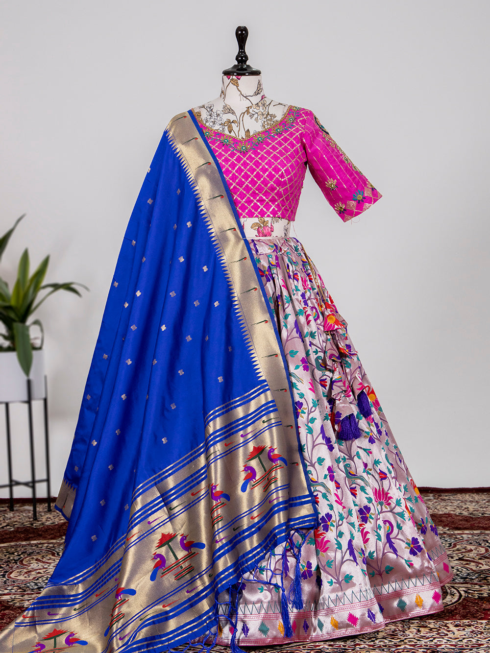 Purple Color Weaving Zari Work Jacquard Pethani Lehenga Choli Set Clothsvilla Main image