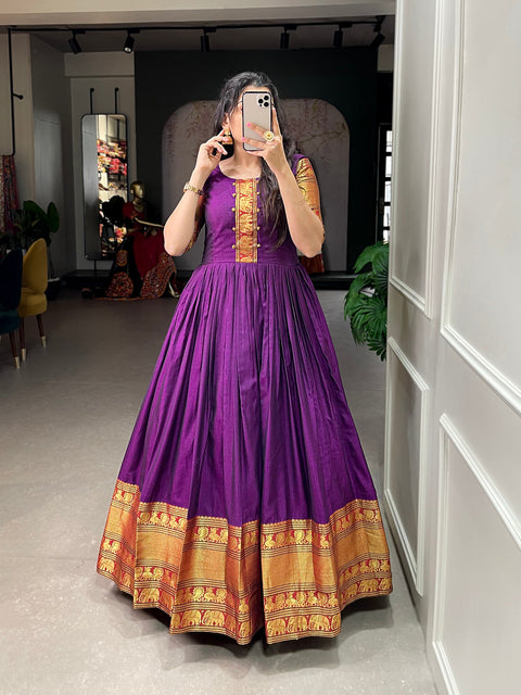 Wine Color Zari Weaving Work Narayan Pet (Cotton) Dress Clothsvilla Main image