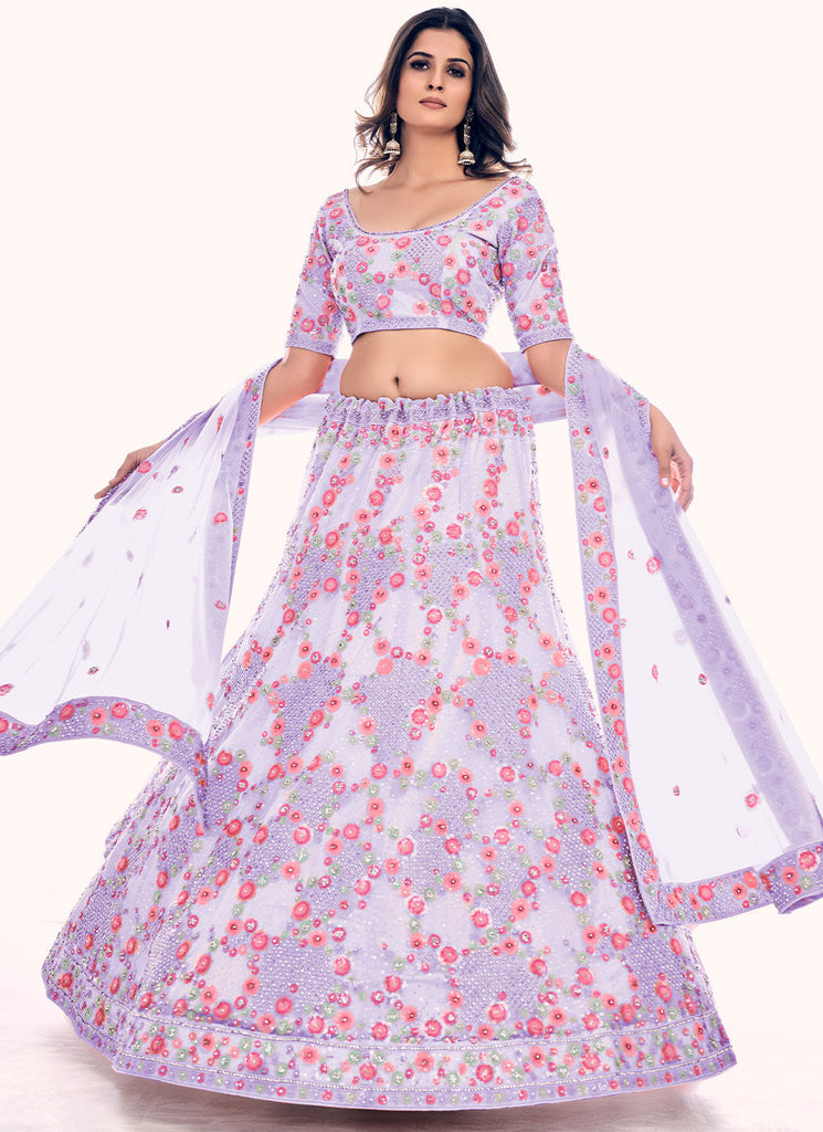 Net Lehenga Choli In Purple Color Clothsvilla