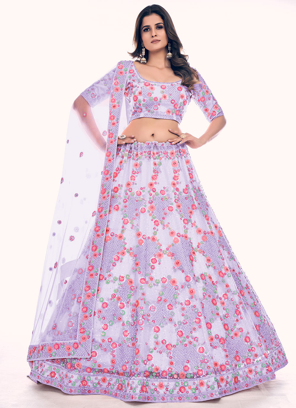 Net Lehenga Choli In Purple Color Clothsvilla Main image