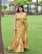 Load image into Gallery viewer, Radha Banarasi Silk Woven Saree with Floral Prints Yellow Clothsvilla