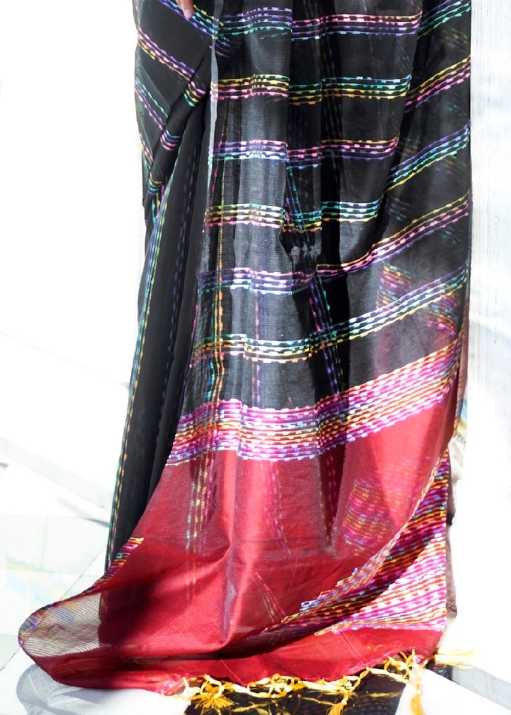 Black Silk Multithread Weaving Saree Clothsvilla
