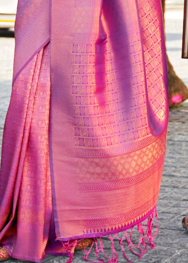 Wine Purple Handloom Weave Kanjivaram Silk Saree : Top Pick Clothsvilla