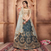 Load image into Gallery viewer, Rama Green Festive Wear Sequins Dori Cut Work Art Silk Lehenga Choli Clothsvilla