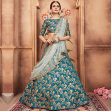 Load image into Gallery viewer, Rama Green Festive Wear Sequins Zari Work Art Silk Lehenga Choli Clothsvilla