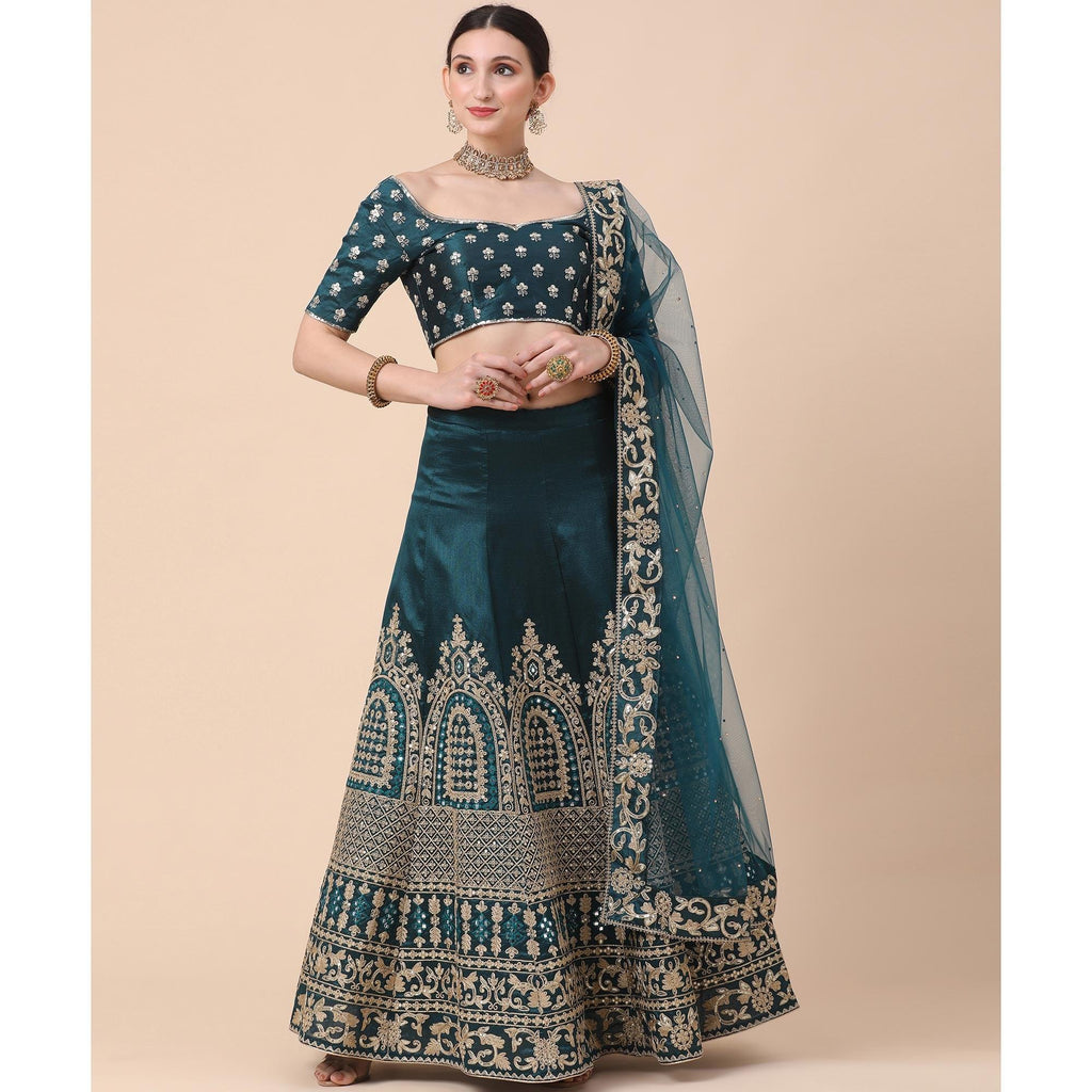 Rama Party Wear Sequins Embroidered Silk Lehenga Choli Clothsvilla