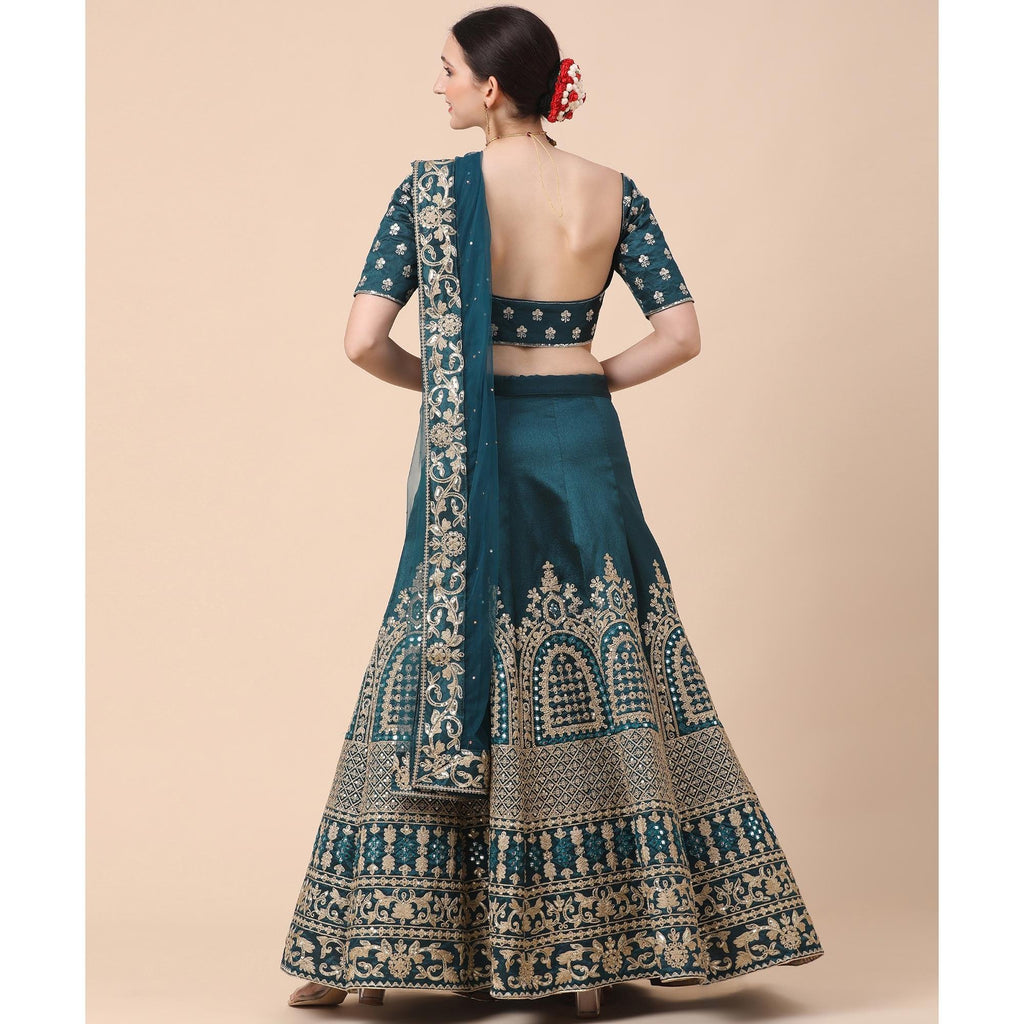 Rama Party Wear Sequins Embroidered Silk Lehenga Choli Clothsvilla