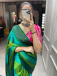 Load image into Gallery viewer, Green Color Zari Lining Work Rangoli Padding Saree Clothsvilla
