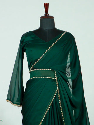 Green Color Rangoli Silk Saree With Pearl Lace Border Clothsvilla