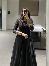 Load image into Gallery viewer, Black Color Weaving Zari Work Rangoli Silk Gown Dress Clothsvilla