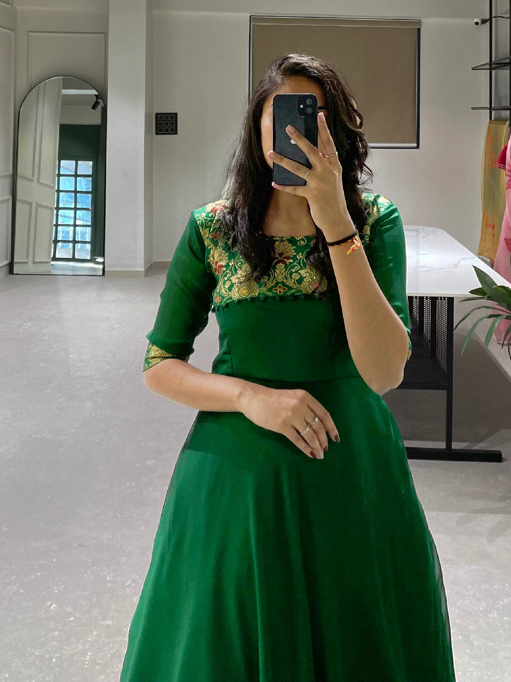 Green Color Weaving Zari Work Rangoli Silk Gown Clothsvilla