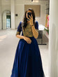 Load image into Gallery viewer, Navy Blue Color Weaving Zari Work rangoli Silk Gown Dress Clothsvilla