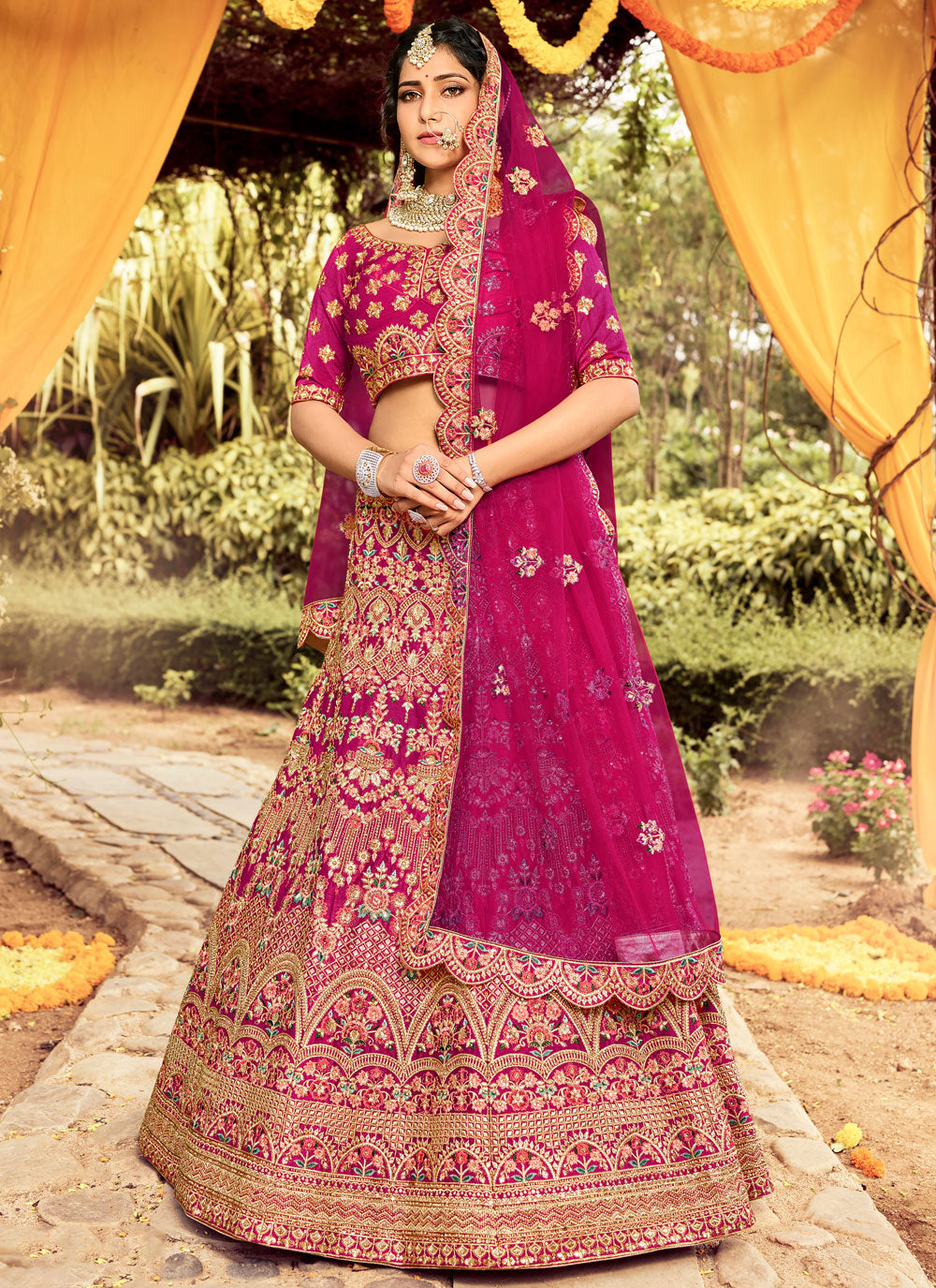 Rani Lehenga Choli For Engagement Clothsvilla