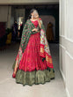 Load image into Gallery viewer, Red Color Printed With Zari Weaving Work Viscose Dola Silk Lehenga Choli Clothsvilla