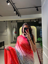 Load image into Gallery viewer, Red Color Floral &amp; Foil Work Gaji Silk Saree Clothsvilla