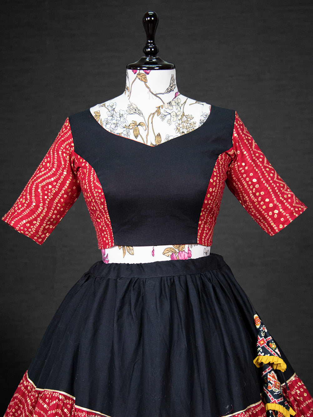 Red & Black Color Foil And Printed Pure Cotton Ready Made Blouse Clothsvilla