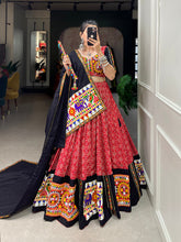 Load image into Gallery viewer, Red Color Printed And Gamthi Work With Mirror Work Cotton Chaniya Choli ClothsVilla.com