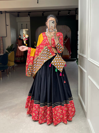 Red Color Digital Printed And Gamthi Work Cotton Chaniya Choli ClothsVilla