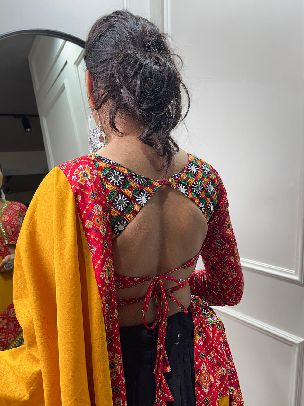 Red Color Digital Printed And Gamthi Work Cotton Chaniya Choli ClothsVilla