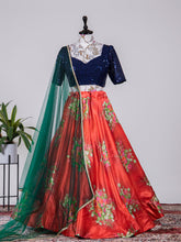 Load image into Gallery viewer, Red Color Printed Digital Satin Silk Lehenga Choli Clothsvilla