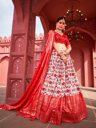 Red Color Haydrabadi Patola Printed Dola Silk Lehenga Choli Clothsvilla