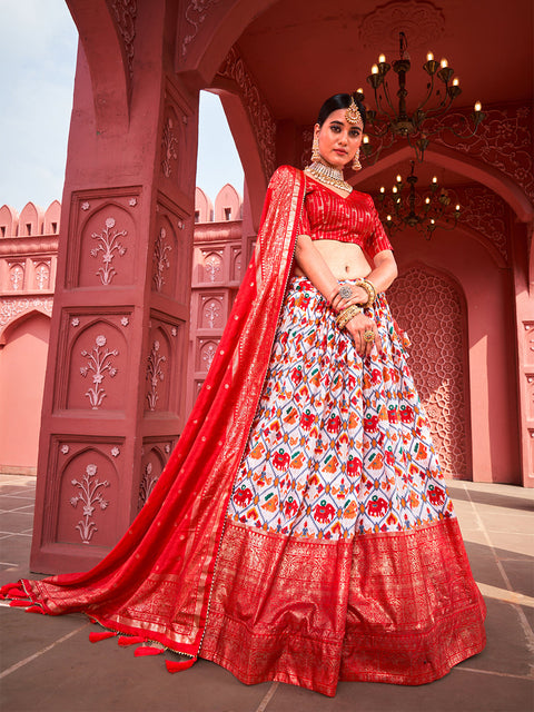 Red Color Haydrabadi Patola Printed Dola Silk Lehenga Choli Clothsvilla Main image