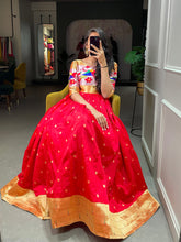 Load image into Gallery viewer, Red Color Weaving Zari Work Jacquard Silk Paithani Gown Clothsvilla