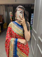 Load image into Gallery viewer, Red Color Foil Printed And Stone Work Dola Silk Saree Clothsvilla