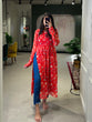 Load image into Gallery viewer, Red Color Floral Printed Georgette Material Naira Cut Kurti Clothsvilla