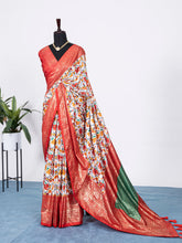 Load image into Gallery viewer, Red Color Patola Print with Foil Work Dola Silk Saree Clothsvilla