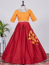 Load image into Gallery viewer, Red Color Plain Pure Cotton Co-ord Set Lehenga Choli Clothsvilla