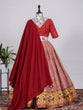 Load image into Gallery viewer, Red Color Printed With Foil Cotton Lehenga Clothsvilla