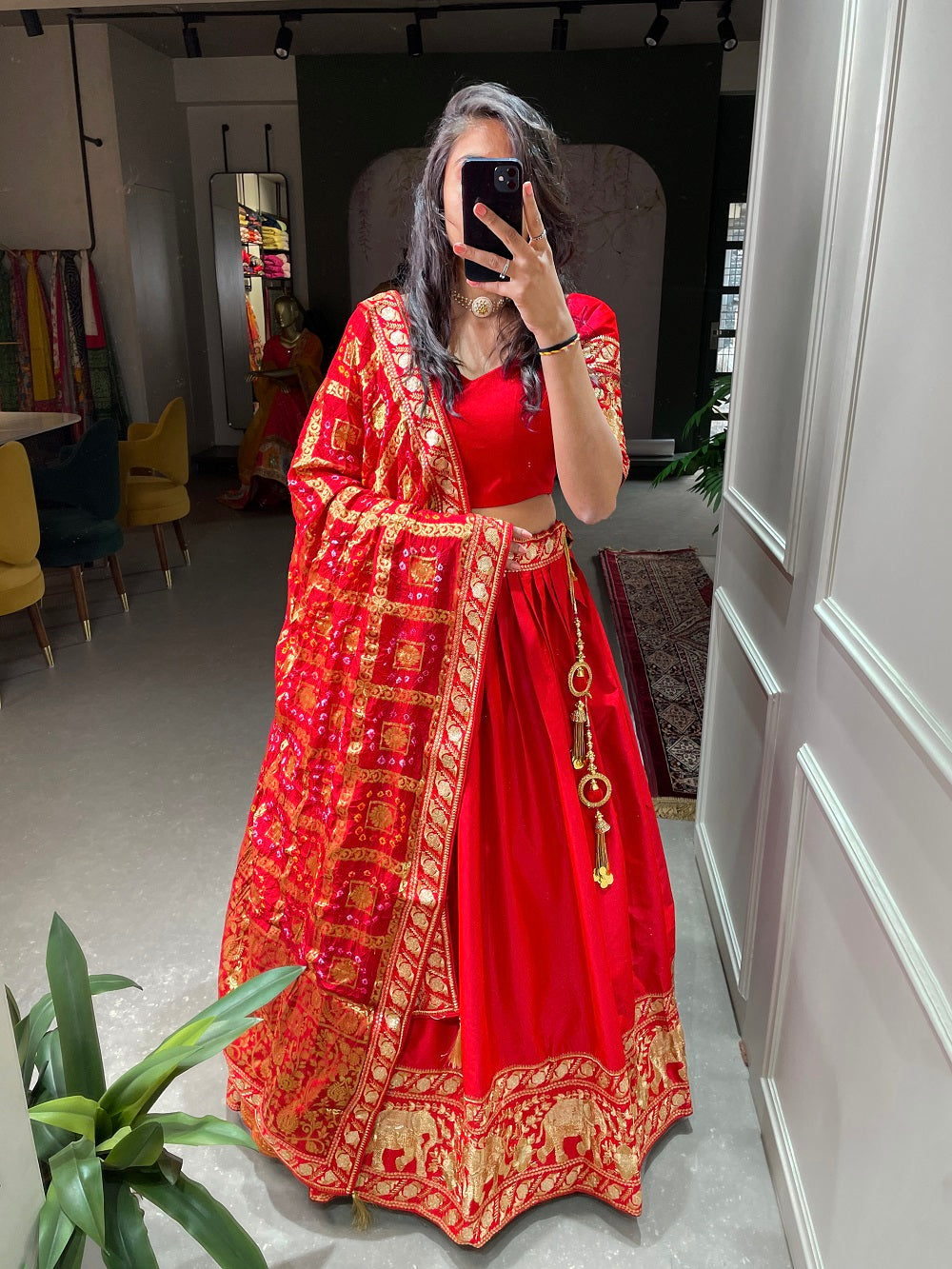 Red Color Sequins And Thread Embroidery Work Malai Satin Bridal Lehenga Choli Set Clothsvilla