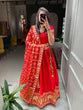 Load image into Gallery viewer, Red Color Sequins And Thread Embroidery Work Malai Satin Bridal Lehenga Choli Set Clothsvilla