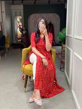 Load image into Gallery viewer, Red Color Foil and Printed Pure Cotton Kurti Clothsvilla