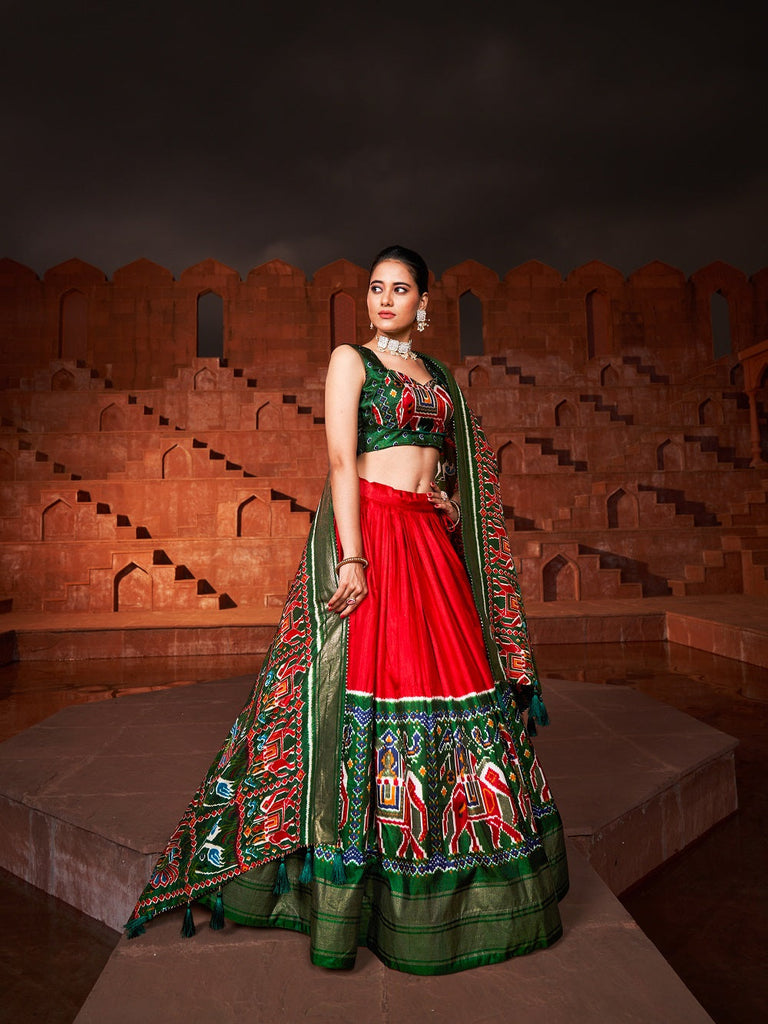 garba dress for women Red Color Patola Printed Silk Navratri Chaniya Choli Garba D