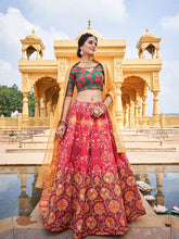 Load image into Gallery viewer, Red Color Printed Vaishali Silk Lehenga Choli Set Clothsvilla