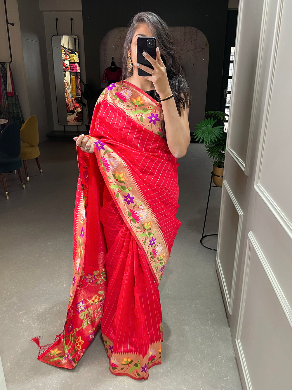 Red Color Weaving Zari Work Jacquard Silk Saree Clothsvilla