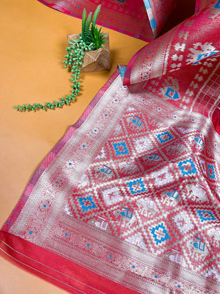 Red Color Weaving Work Organza Saree Clothsvilla