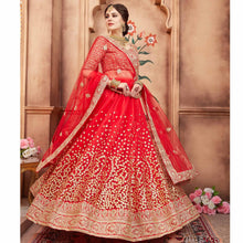 Load image into Gallery viewer, Red Festive Wear Sequins Dori Work Soft Net Lehenga Choli Clothsvilla